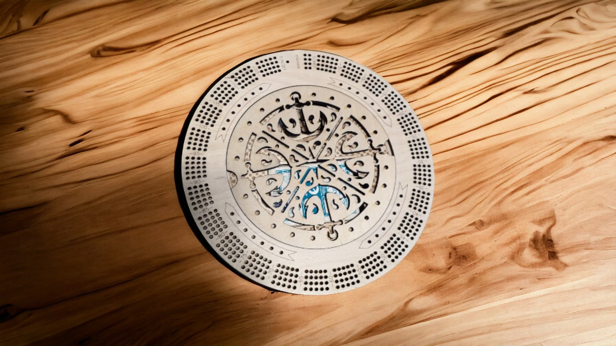 Round Cribbage Board